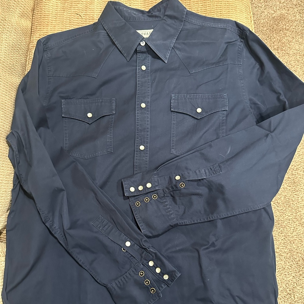 Tecovas Dark Blue Casual Button-Down Shirt